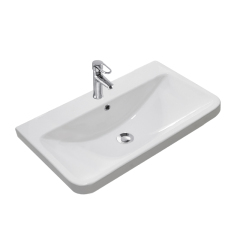 New White 815mm 1 tap hole Ceramic Bathroom Basin