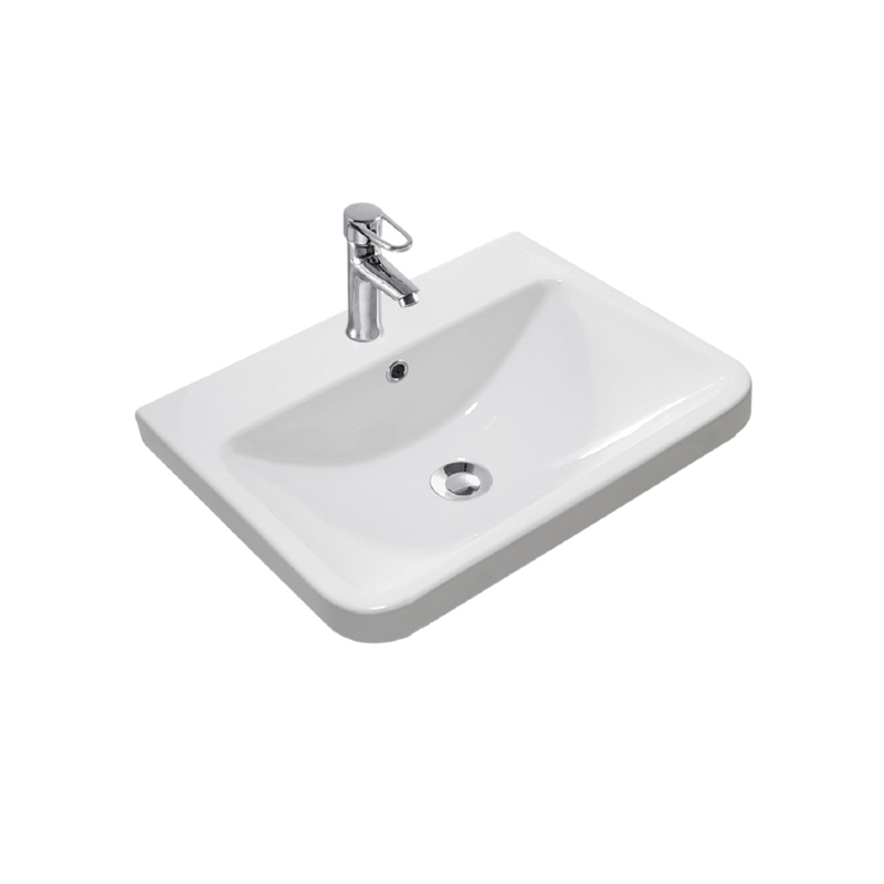 White 1 tap hole Ceramic Bathroom Sink 505mm