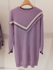 Women's round neck long cashmere sweater