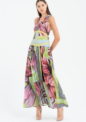 Women's Sleeveless Long Naia™ Fabric Digital Printed Long Skirt