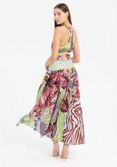 Women's Sleeveless Long Naia™ Fabric Digital Printed Long Skirt