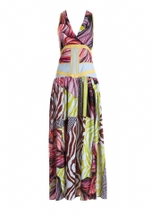 Women's Sleeveless Long Naia™ Fabric Digital Printed Long Skirt
