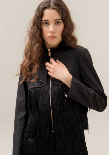 Women jacket regular fit with fringes