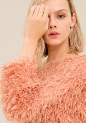 Women knitwear over fit with fur effect knit