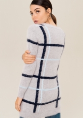 Women cardigan regular fit long made in angora and wool