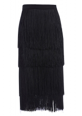 Women midi skirt regular fit with fringes