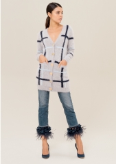 Women cardigan regular fit long made in angora and wool