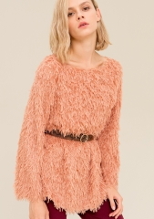 Women knitwear over fit with fur effect knit