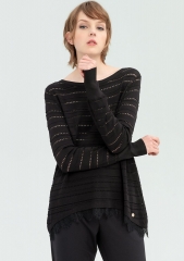 Women lace cutout style ECOVERO™yarn sweater