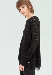 Women lace cutout style ECOVERO™yarn sweater