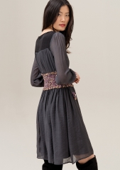 Women slim woven long dress