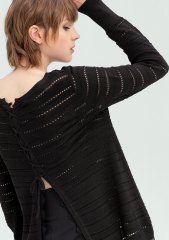 Women lace cutout style ECOVERO™yarn sweater