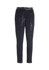 Women straight leg pant with shiny sequins