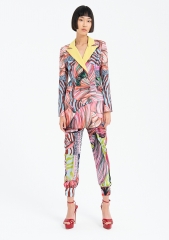 Women's double-breasted lapel blazer with multicolor Naia™ digital printing pattern