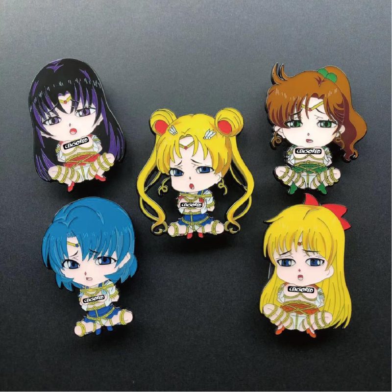 Sailor Moon Bondage Enamel Pins / Ecchi Lewd NSFW BDSM Sexy Pins - 2.4 Inches