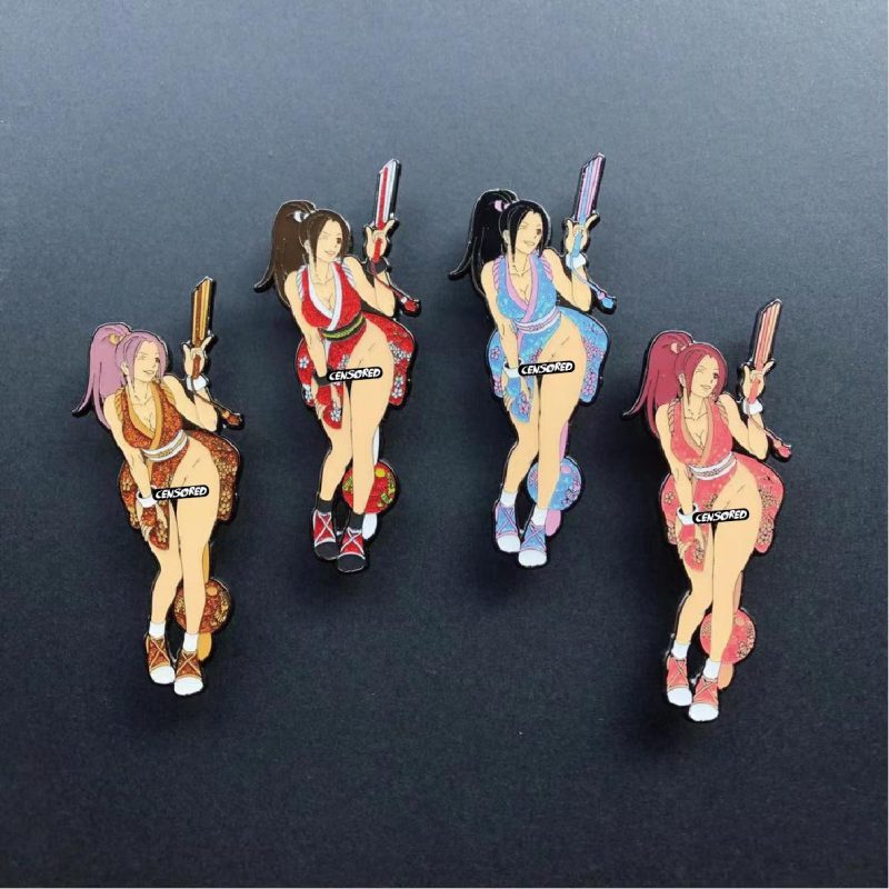 Mai Shiranui Lewd Enamel Pin The King Of Fighters Kinky Naughty Collitibles - 3.5 Inches