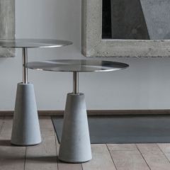 Modern concrete side table with metal top