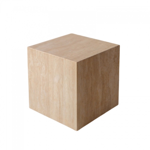 Travertine Cube Side Table Stone Bedside Table