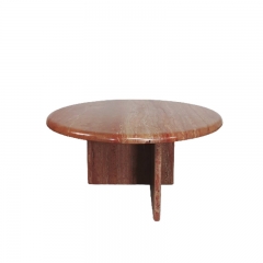 Round Red Travertine Stone Coffee Table
