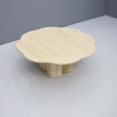 Flower-shaped Top Beige Travertine Dining Table