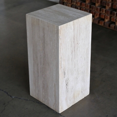 Square Travetine Stone Top Side Coffee Table