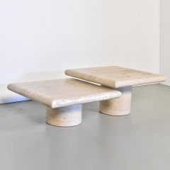 Square Travertine Side Coffee Table