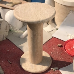 Travertine Pedestal End Side Table