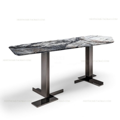 Italian modern simply natural marble side table with stainless steel base