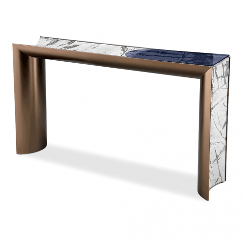 Modern marble top console table with gold base