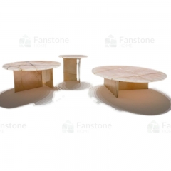 Modern pink crystal coffee table set