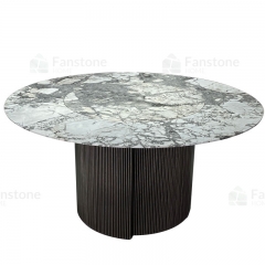 Italy modern marble table with black stainless steel base