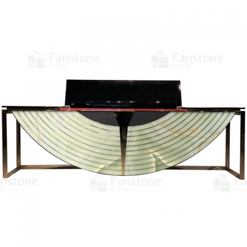 Natural gray jade luxury rectangle console table with drawer