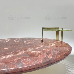 Unique round red & green marble coffee table set