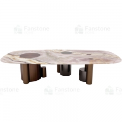 Modern pink crystal oval coffee table 160cm