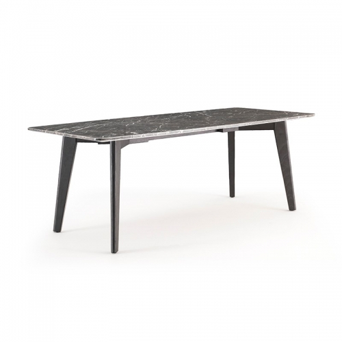Modern Luxury Black Marble Top Poliform Dining Table with 4 Legs