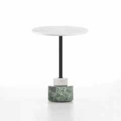 Simple Nordic Design Natural Green and White Marble Base Sofa Bedside Side Table