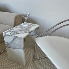Simple Modern Living Room Arabescato White Marble Side Table Sofa Coffee End Table