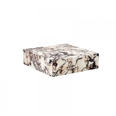 Custom Made Home Furniture Modern Home Decor Natural Square Cube Rose Calacatta Viola Marble Low Plinth Coffee Side Table