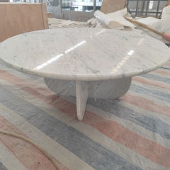 Italy Round Carrara White Marble Round Coffee Table