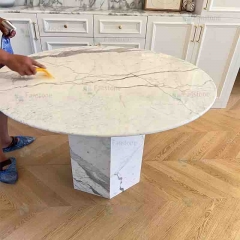 Italy Luxury White Bianco Statuario Marble Dining Table
