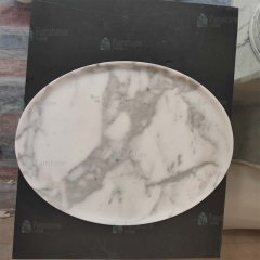 Unique Arabescato Circle Round Marble Tray Decor