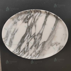 Unique Arabescato Circle Round Marble Tray Decor