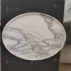 Unique Arabescato Circle Round Marble Tray Decor