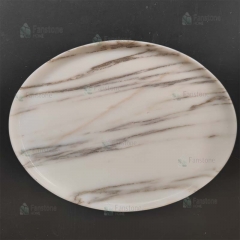 Unique Arabescato Circle Round Marble Tray Decor