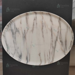 Unique Arabescato Circle Round Marble Tray Decor