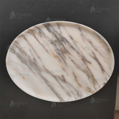 Unique Arabescato Circle Round Marble Tray Decor