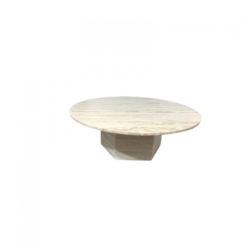 Italian Cream Marble Circle Round Beige Travertine Dining Table