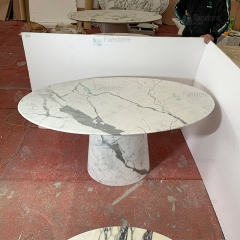 Italy Statuario Snow White Marble Oval Dinig Table