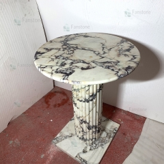 Small Round Calacatta Viola Marble Dining Table Coffee Table