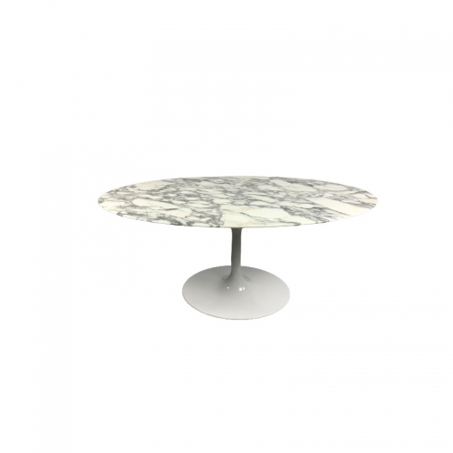 Oval Eero Saarinen Oval Arabescato Marble Tulip Dining Table